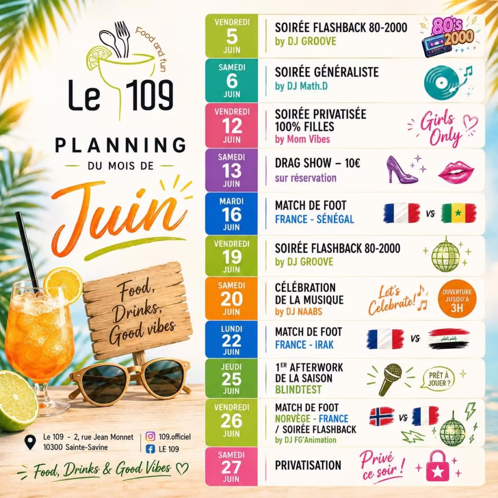 Planning mois de juin